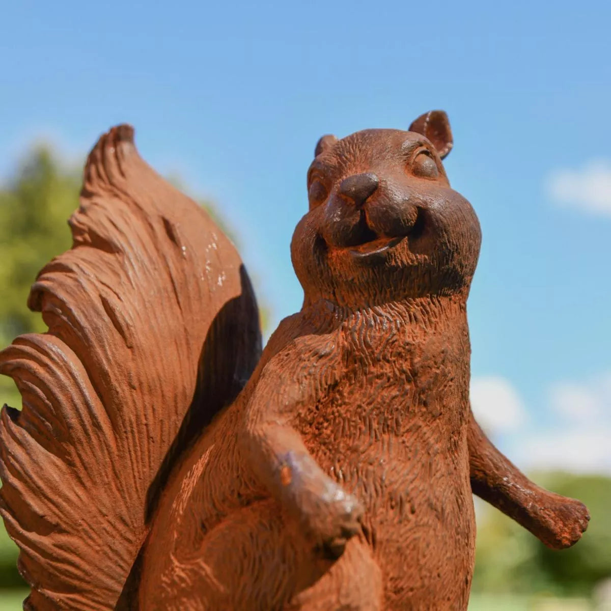 Rustic Cast Iron Squirrel Sculpture