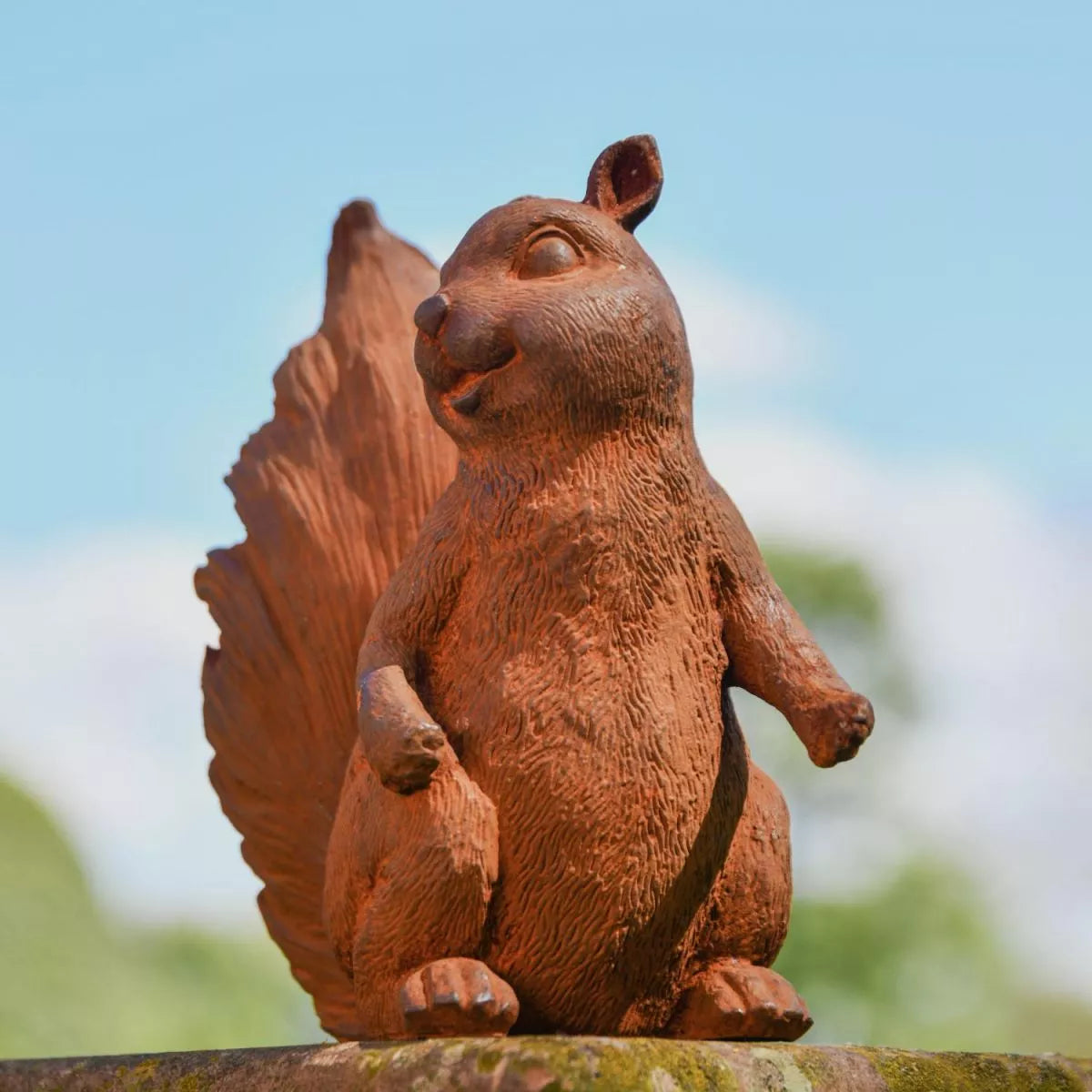 Rustic Cast Iron Squirrel Sculpture